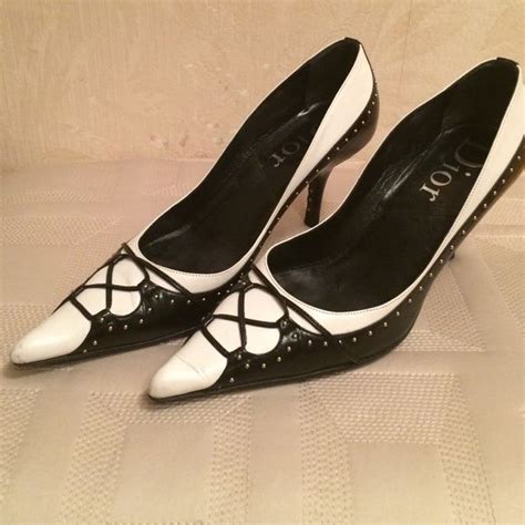 Dior black/white heels shoes. Size 7.5 | White shoes heels, Black and ...