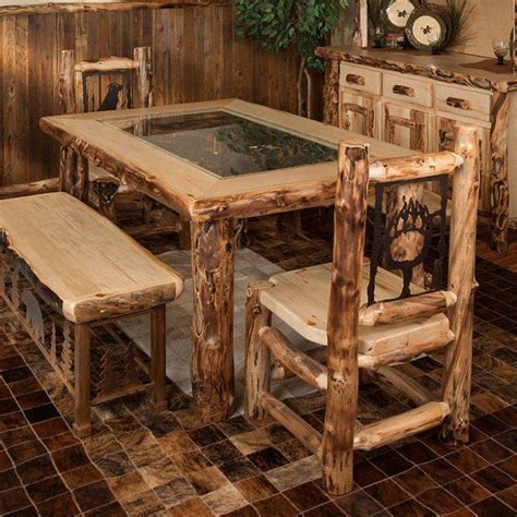 Woodland Creek's Log Furniture Place | Wooden dining tables, Dining ...