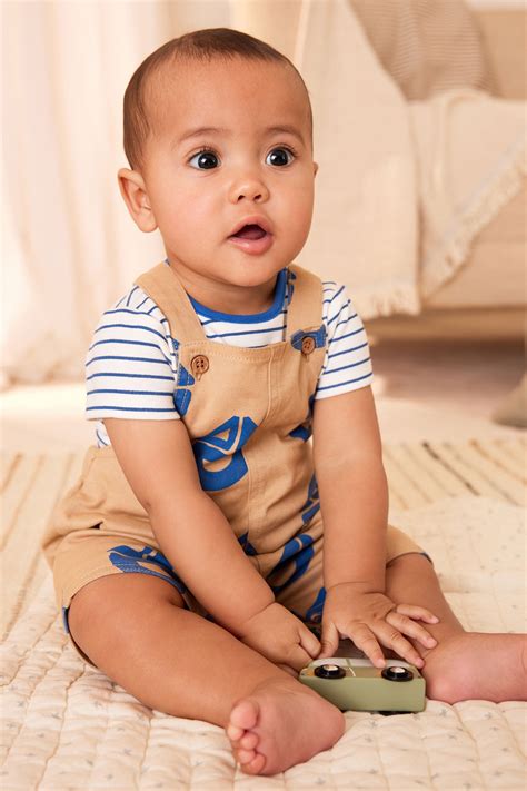 Buy Brown/Navy Boat Baby Woven Dungarees and Bodysuit Set (0mths-2yrs) from the Next UK online shop