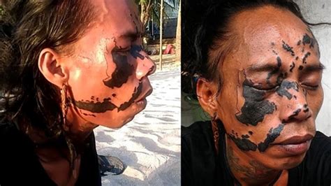 Man Covers Face in Archipelago Tattoo - Indonesia Expat