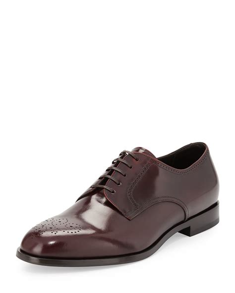 Giorgio Armani Cordovan Leather Wing-tip Derby Shoe in Brown for Men - Lyst