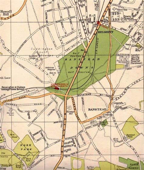 Banstead Village - Map of Banstead from 1932