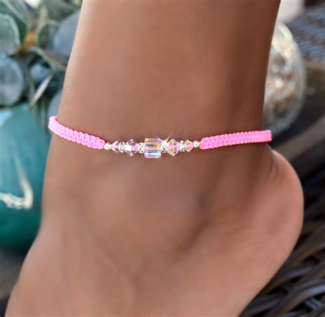 Swarovski Crystal Neon Anklet/Ankle Bracelet/Healing | Etsy in 2021 | Ankle bracelets, Beaded ...