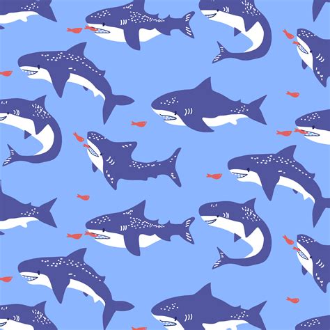 Hand drawn shark pattern background 673942 Vector Art at Vecteezy