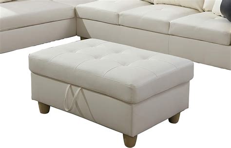 Ainehome Faux Leather Storage Ottoman Bench Rectangular Footrest with Foam Padded Seat,White ...