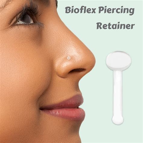 5 Pcs Bio Plastic Flat Top Retainer Clear Nose Studs Piercings Bone Shape 20gauge 18gauge ...