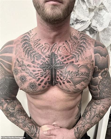 Chet Hanks Debuts Massive Cross Tattoo on Chest After Becoming a ...