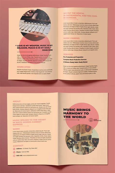 Music Production Bifold Brochure Template AI, EPS, INDD, PSD and MS Word Bi Fold Brochure ...