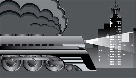 Steamtrain Art Deco Vector B/W by Boris-Nadykto on DeviantArt