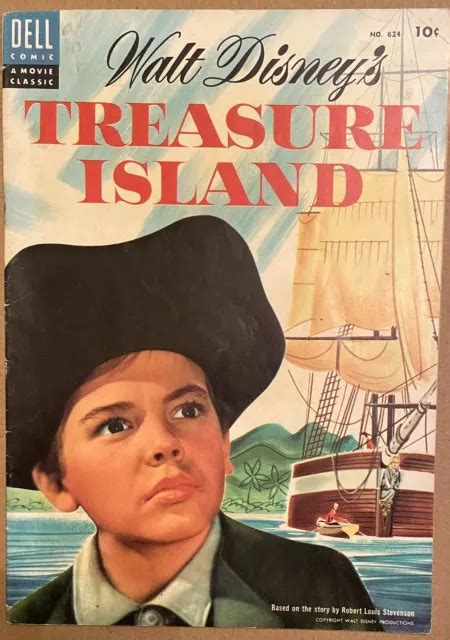 FOUR COLOR #624, F-, Walt Disney's Treasure Island, Golden-Age Dell, 1955 $0.99 - PicClick