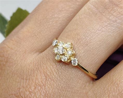 Flower Diamond Engagement Ring Diamond Flower Ring | Etsy