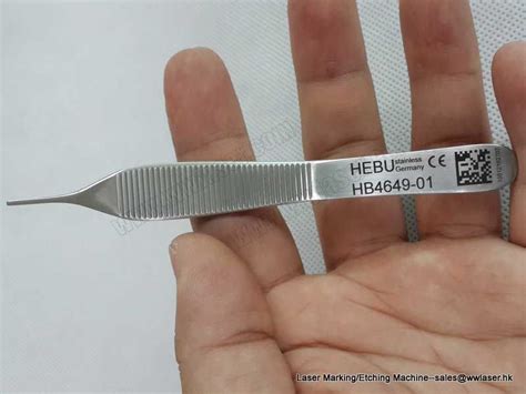 Laser Engraving on Stainless Steel Medical Pinsers,Surgical Instruments from WiselyLaser Fiber Laser