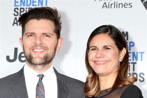 LOS ANGELES FEB 25, Adam Scott, wife at the 32nd Annual Film Independent Spirit Awards at Beach ...