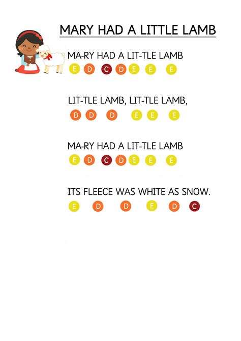 Mary Had a Little Lamb - Easy Piano Music Sheet for Toddlers. How to teach young children to ...