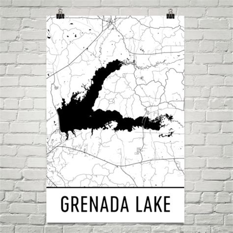 Grenada Lake Mississippi Grenada Lake MS Grenada Lake Map - Etsy