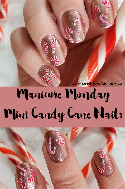 Manicure Monday - Mini Candy Cane Nail Art | See the World in PINK