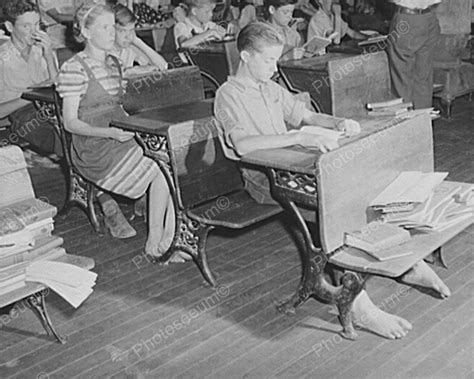 Barefoot Students Vintage School Desk 8x10 Reprint Of Old Photo – Photoseeum