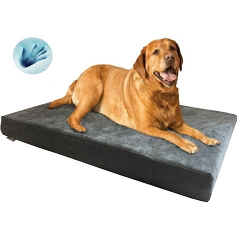 XXL Orthopedic Waterproof Memory Foam Dog Bed for Large Pet 55"X37"X4", Microsuede Gray Washable ...