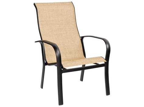 Woodard Fremont Sling Aluminum Stackable High Back Dining Arm Chair ...