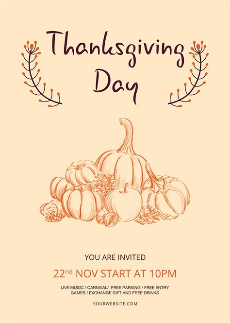 Minimal Thanksgiving Flyer Template in Publisher, Word, Illustrator ...