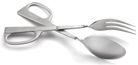 10-inch Stainless Steel Scissor Salad Tongs – Fork and Spoon – Omcan