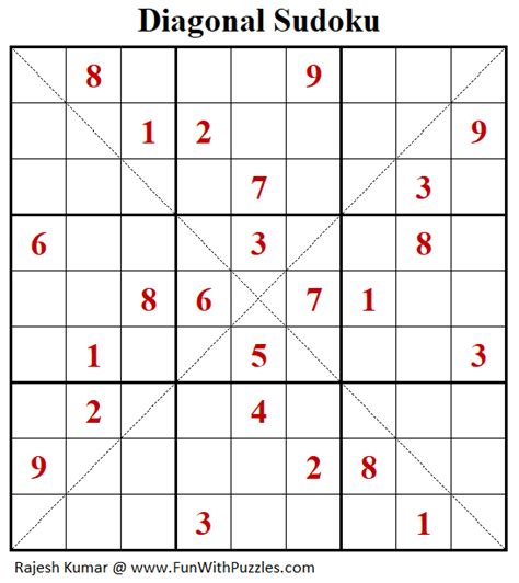 Diagonal Sudoku Puzzle (Fun With Sudoku #267)