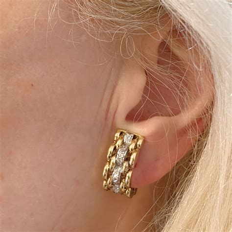 18ct Gold Diamond Clip-On Earrings | Plaza Jewellery English Vintage Antique Unique Jewellery