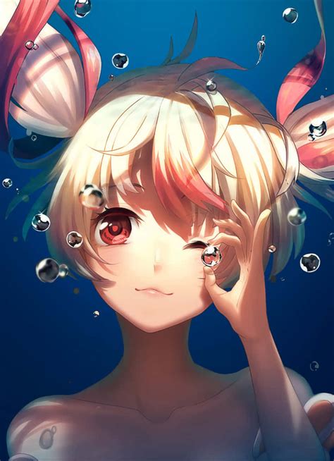 Download Girl Underwater Holding Air Bubble Anime Portrait Wallpaper ...