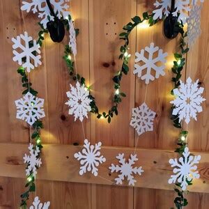 Snowflake Garland, White Christmas Garland, Holiday Window Decoration, Xmas Garland, White ...