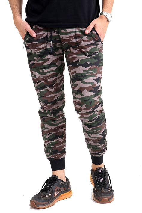 New Mens Camo Skinny Camouflage Joggers Camo Jogging Pants Fleece Army ...