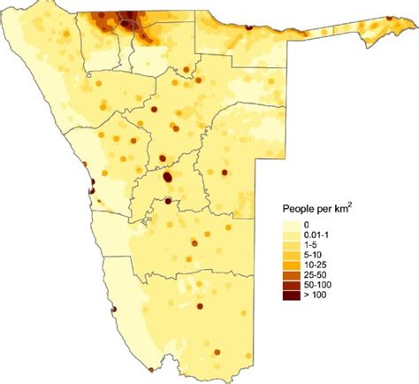 Namibia population density. - Maps on the Web