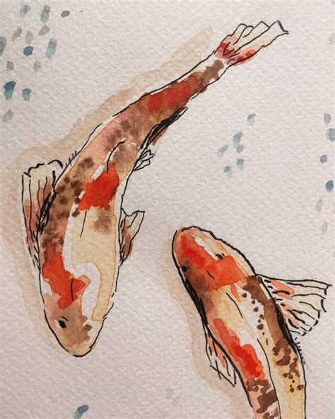 Koi fish painting watercolor koi fish not a print Japanese | Etsy | Koi art, Koi watercolor, Koi ...