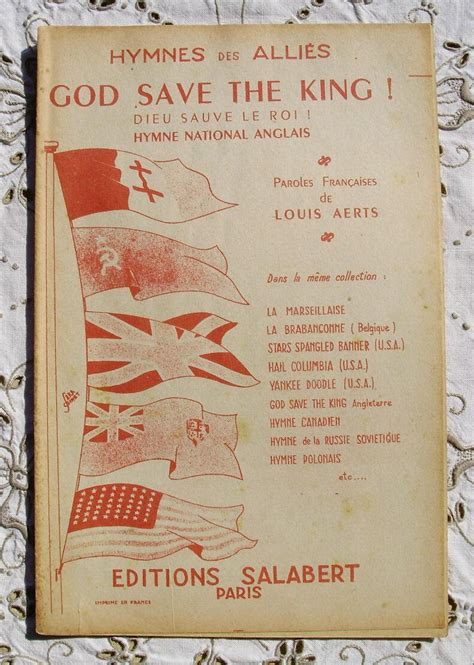 Vintage French Song / Sheet Music British National Anthem | Etsy