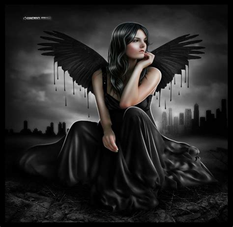 fantasy dark angels gothic | Angel Melting, angel, black, city, dark ...