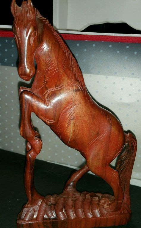 Hand Carved Mahogany Wood Horse Sculpture Very Detailed 10" Tall - $45 ...