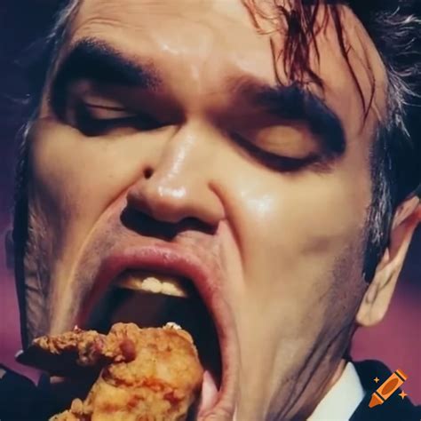 Morrissey enjoying fried chicken on Craiyon