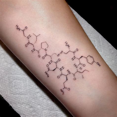 Fineline bg single needle molecule oxytocin Justin Turkus Philadelphia Frequency Tattoo ...