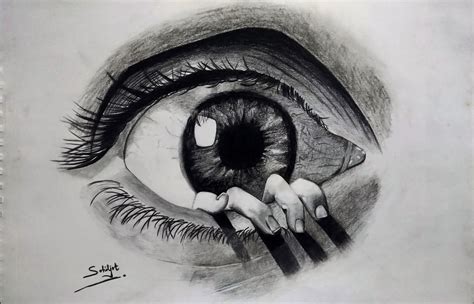 The Scared Eye- Abstract Drawing By Sohiljot Singh Batra, Drawing Fine Art for Sell