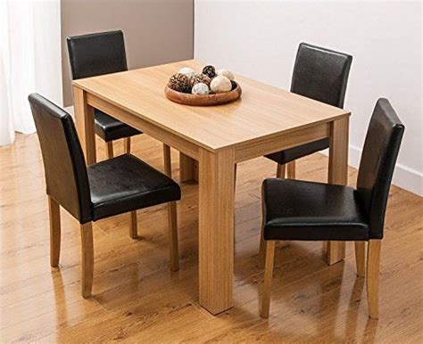 KOSY KOALA Modern wooden oak effect dining Table with 4 Faux Leather ...