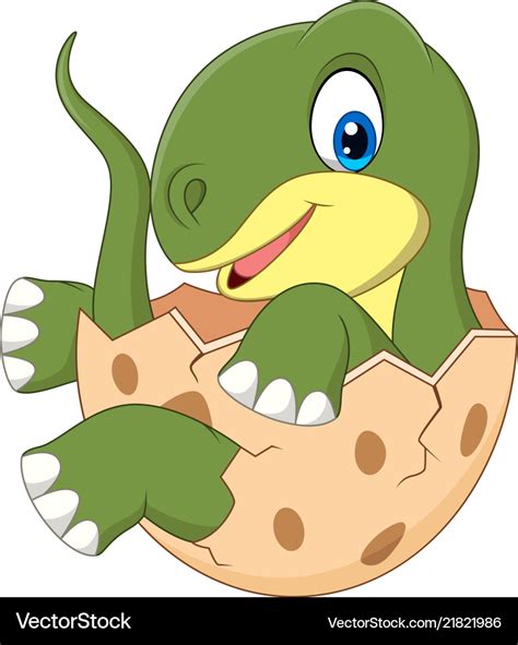 Cartoon baby dinosaur hatching Royalty Free Vector Image