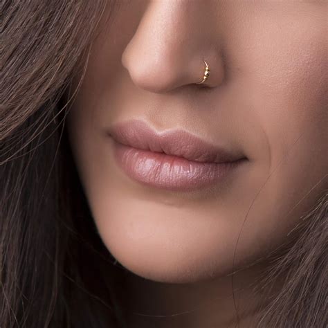 Thin Gold Nose Ring - 24 Gauge 14k Gold Filled Nose Piercing hoop ...