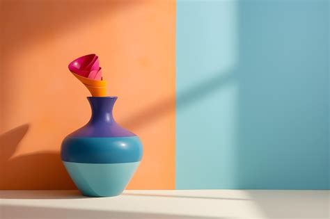 Premium Photo | Ceramic vases on a colorful pastel background