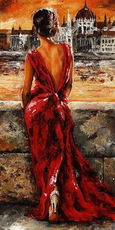 Lady In Red Dress Painting at PaintingValley.com | Explore collection ...