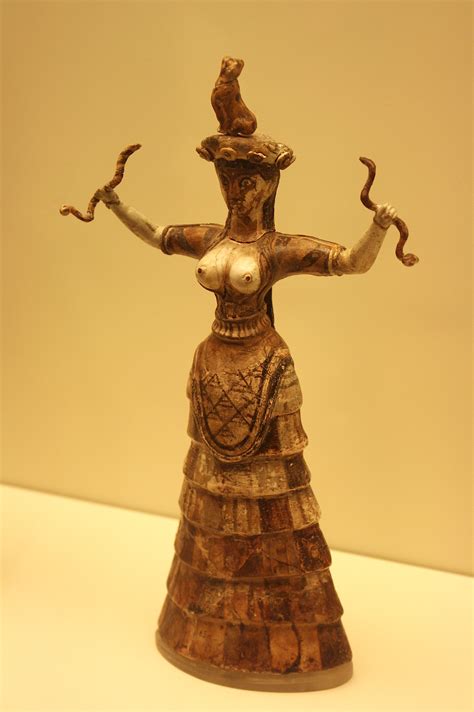 Minoan Snake Goddess, Knossos. (Illustration) - World History Encyclopedia