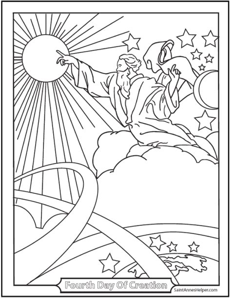 Creation Coloring Pages ️ Bible ⭐ God Made The Sun, Moon, And Stars