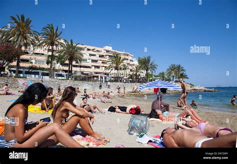 People on Figueretas Beach in Ibiza, Spain Stock Photo - Alamy