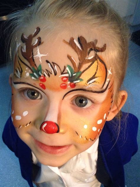 Rudolph face painting by Gwen Face Painting Easy, Face Painting Designs, Painting For Kids, Body ...