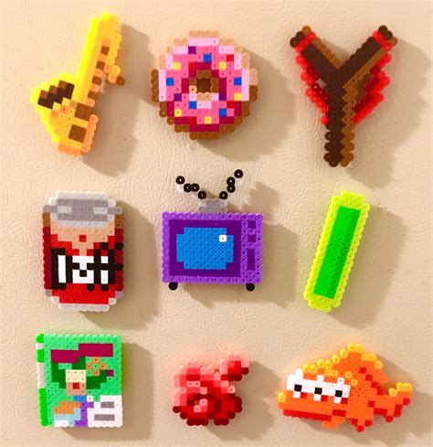 Simpsons Retro Pixel Pop Art Bit Sprites Perler Bead Magnets Pins | Sexiz Pix