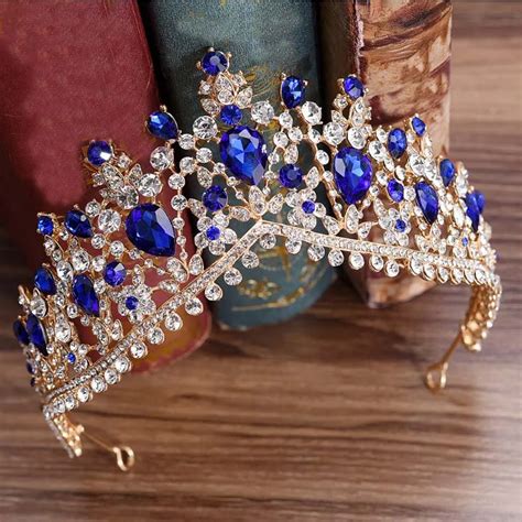 Handmade Blue Rhinestone Performance Tiara Crown - Arabesque Life