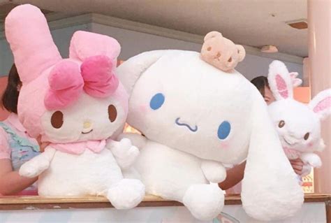 Giant plushies of Cinnamoroll and My Melody as well as a little Wish Me Mell plushie in 2022 ...